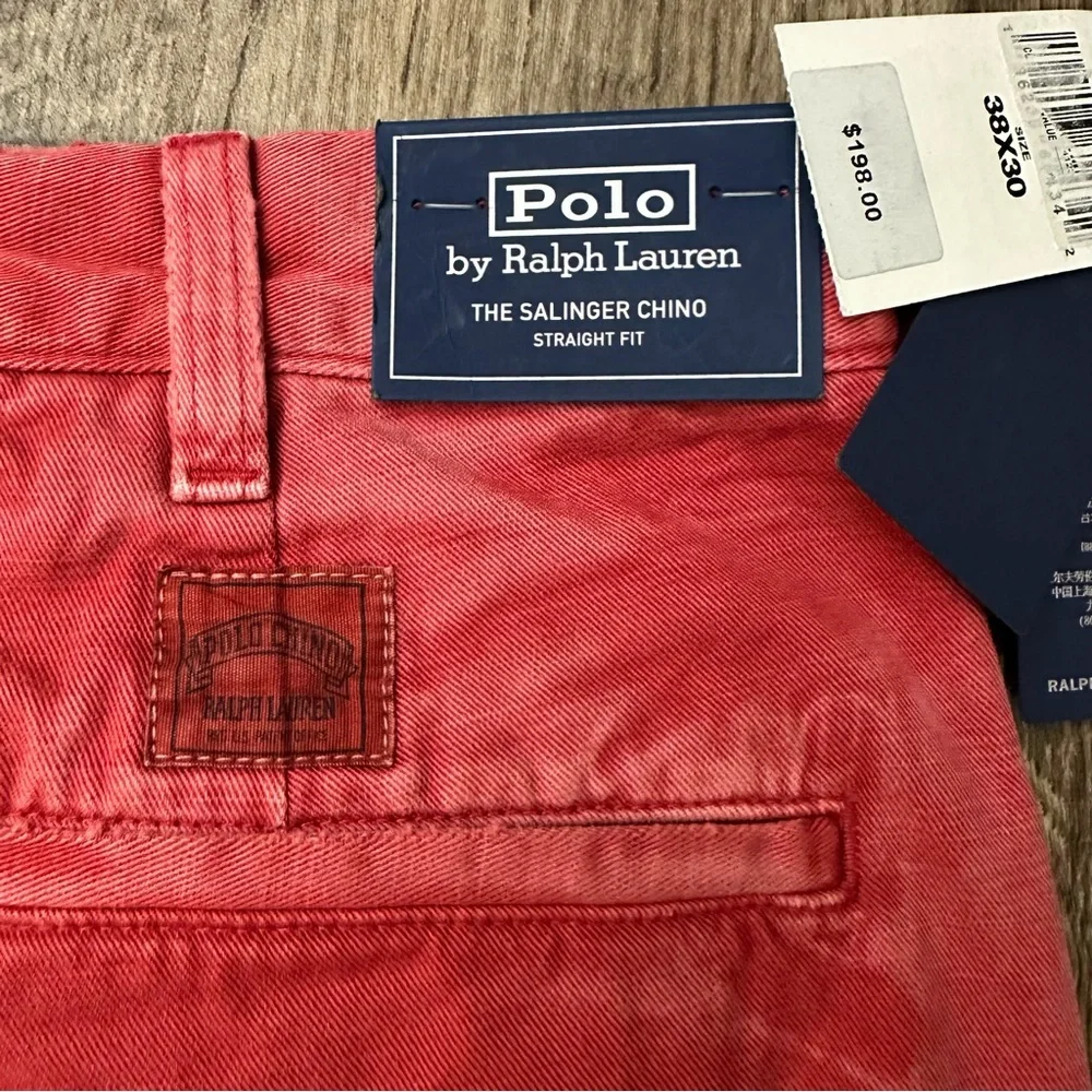 Polo Ralph Lauren Salinger Chino Straight Fit Red Dyed Pants Men Size 38/30